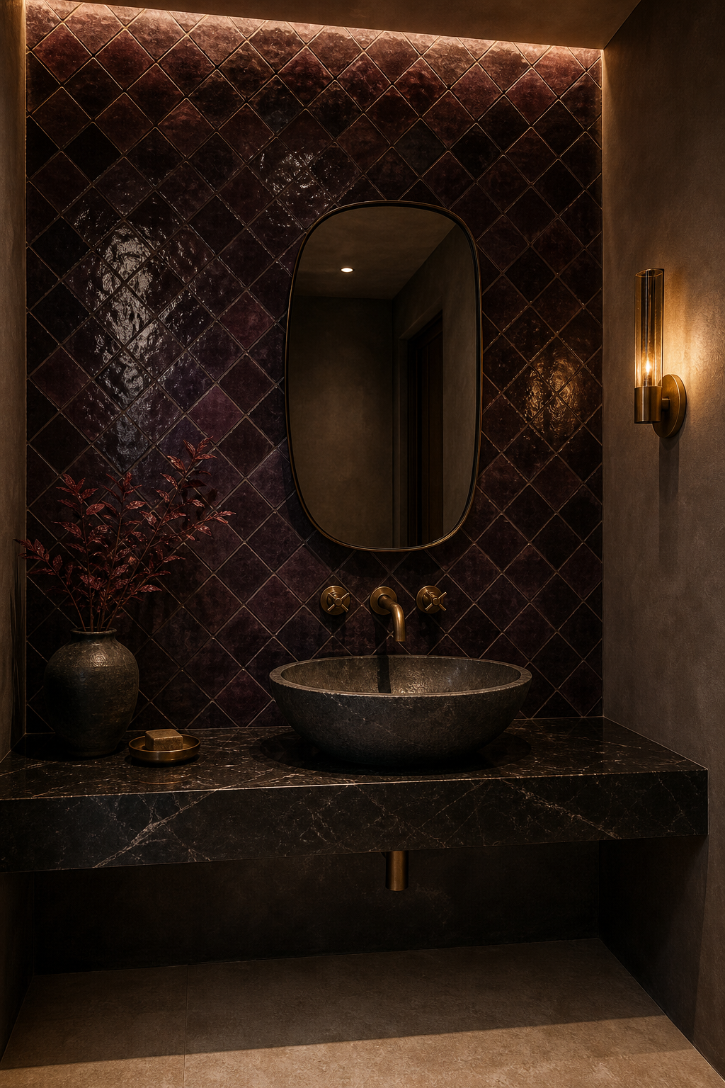 Powder room aubergine, diagonale