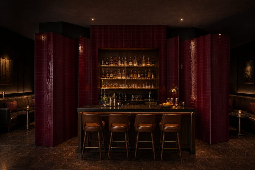 Bar, coque verticale en zellije Bordeaux After Dark