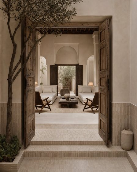 Riad hôtel, soubassement en zellije
